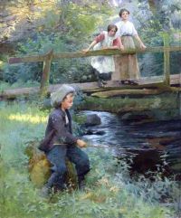 Harvey Gertrude Fishing By A Woodland Stream 1906 canvas print