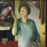 Harvey Gertrude Gertrude Harvey With Parrot In The Artist S Home 1916