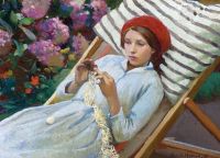 Harvey Gertrude Mädchen mit rotem Hut 1916