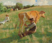 Harvey Gertrude Summer Milking 1916 canvas print