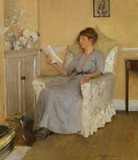 هارفي جيرترود صورة ساعة الترفيه لزوجة الفنان جيرترود قراءة 1917 قماش طباعة