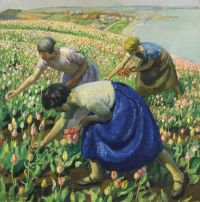 Harvey Gertrude Tulip Pickers 1926 canvas print