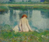 Hassam Childe Bather And Cloud Reflections 1914 canvas print