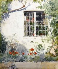 Hassam Childe Flowers Against A White Wall Ca. 1890
