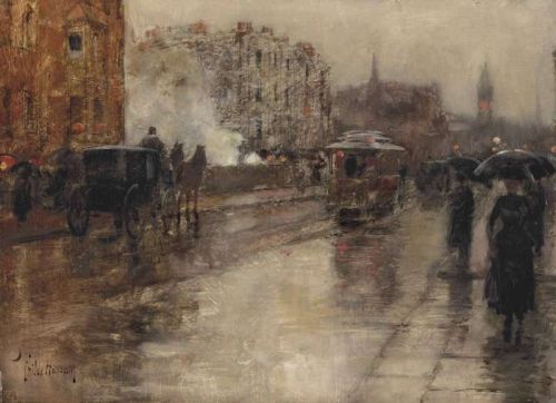 Hassam Childe Rainy Day Boston Ca. 1886 canvas print