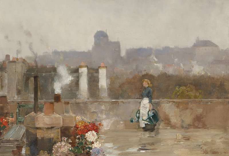 Hassam Childe Rooftop Garden Paris 1888 canvas print