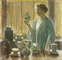Hassam Childe Strawberry Tea Set 1912 canvas print
