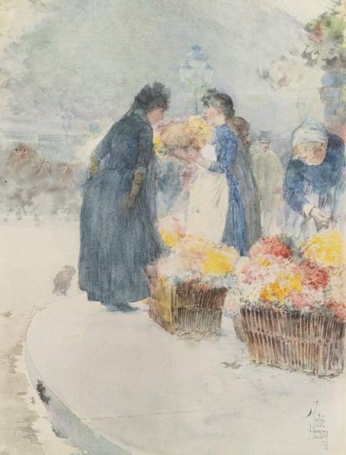 Hassam Childe The Flower Seller 1888 canvas print