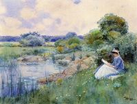 Hassam Childe Woman Reading 1885 canvas print