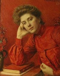 Hawkins Louis Welden Portrait Of A Woman In Red