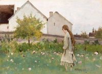 Hawkins Louis Welden Young Girl In A Garden