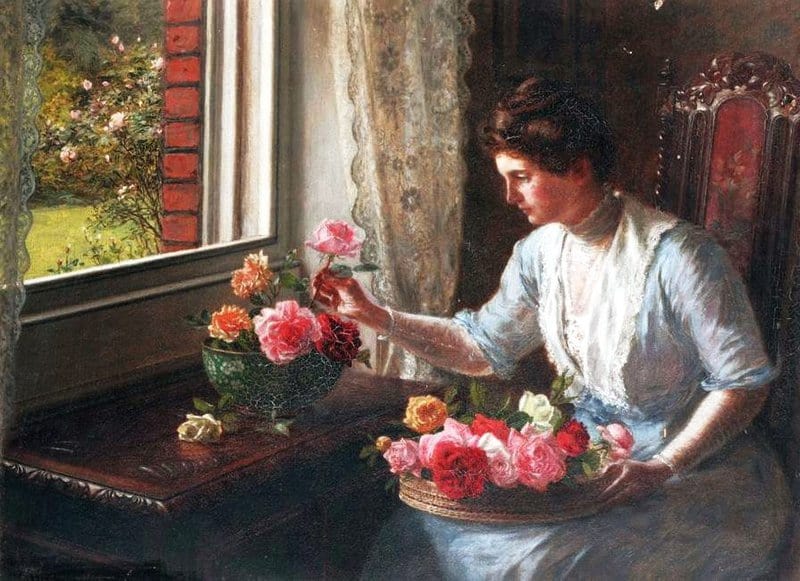 Hayllar Edith A Trayful Of Roses 1913 canvas print