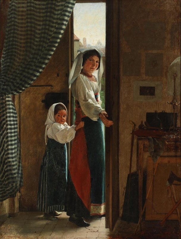 Hayllar Edith An Italian Woman And Her Child Standing In The Doorway Of The Artist S Studio 1851 53 canvas print