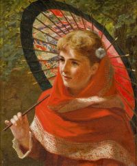 Hayllar Edith Mädchen mit Sonnenschirm 1879