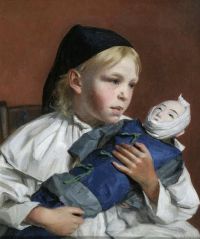 Hayllar Edith Junges Mädchen mit Puppe Leinwanddruck
