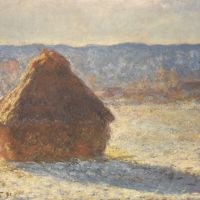 Haystacks Snow Morning By Monet