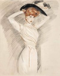 Helleu Paul An Elegant Lady Wearing A Hat canvas print