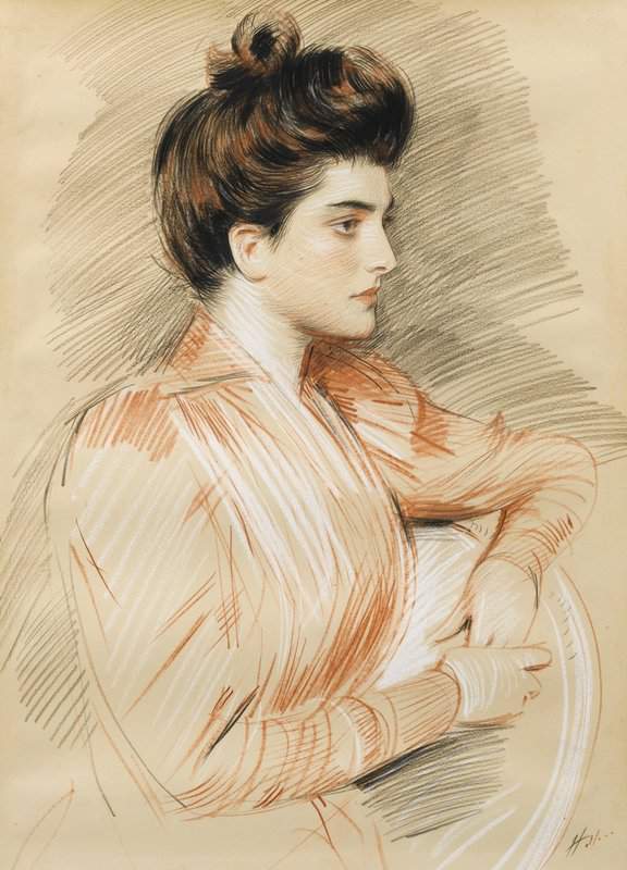 Helleu Paul Profile Portrait Of Elisabeth Van Biema canvas print