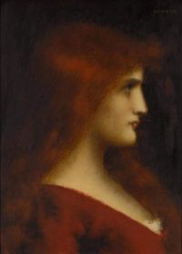 Henner Jean Jacques A Porträt einer jungen Frau mit roten Haaren im Profil