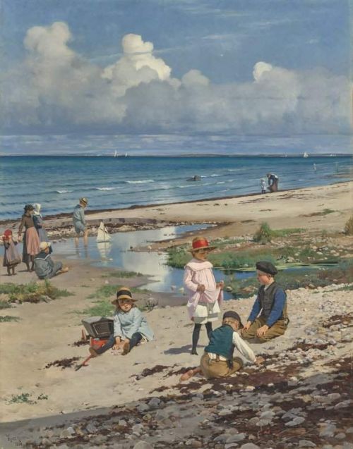 Henningsen Frants A Summer S Day On Hornb K Beach 1884 canvas print