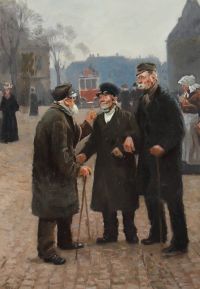 Henningsen Frants Three Men In Conversation In Copenhagen canvas print