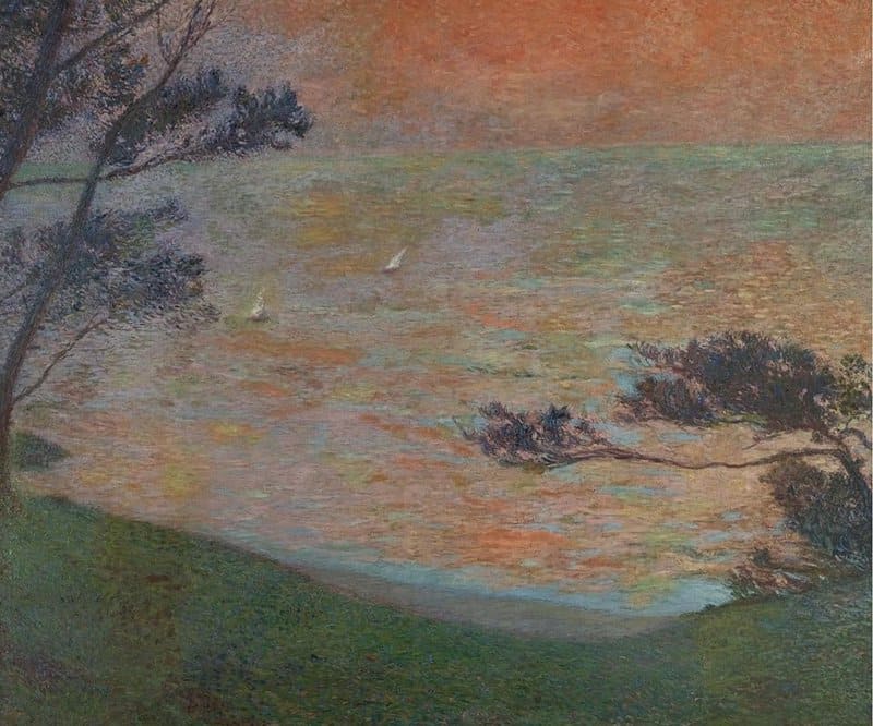 Tableaux sur toile, reproduction de Henri Martin Coucher De Soleil Au Bord De La Mer C. 1898-99