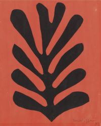 Henri Matisse Black Leave On Red Background 1952 canvas print