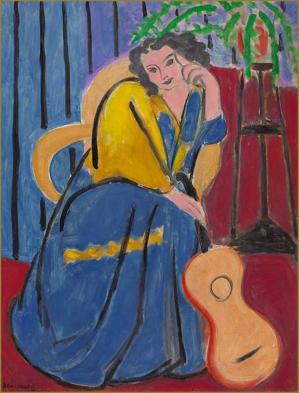 Henri Matisse Girl In Yellow And Blue With Guitar - 1939 canvas print