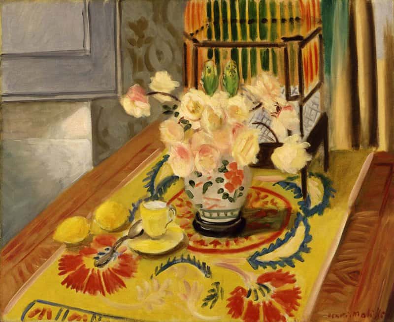 Henri Matisse Yellow Roses With Cage Of Parakeets 1924 canvas print