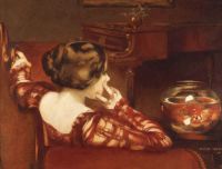 Henry George F A Girl Seated By A Bowl Of Goldfish canvas print