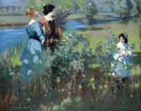 Henry George F An Afternoon By The Riverbank canvas print