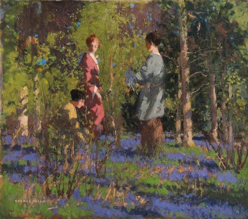 Henry George F Picking Bluebells canvas print