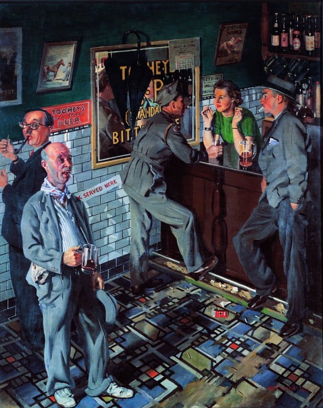 Tableaux sur toile, reproduction de Herbert Edward Badham Bar Scene 1940