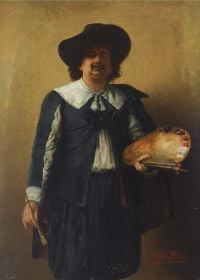 Herbo Leon A Selfportrait Of The Artist Standing Three Quarter Length Wearing A 17th Century Style Costume canvas print
