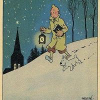Herge Tintin و Snowy Merry Christmas Ca 1944