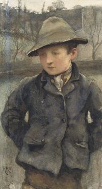هيركومر هوبرت فون بوي يرتدي قبعة 1877