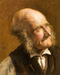 Herkomer Hubert von Porträt eines alten Mannes mit Backenbart 1879