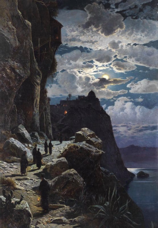 Hermann David Salomon Corrodi Walk Of The Monks To The Mountain Monastery Athos - 1905 canvas print