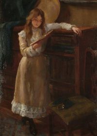 Hicks George Elgar Ein junges Mädchen, das Leinwanddruck liest