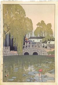 Hiroshi Yoshida Willow und Steinbrücke 1926