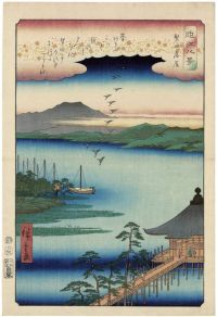 Hiroshige Utagawa Absteigende Gänse bei Katada