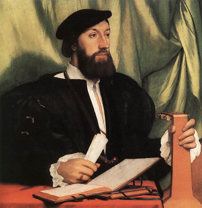 Holbien The Younger Unknown Gentleman With Music Books And Lute canvas print