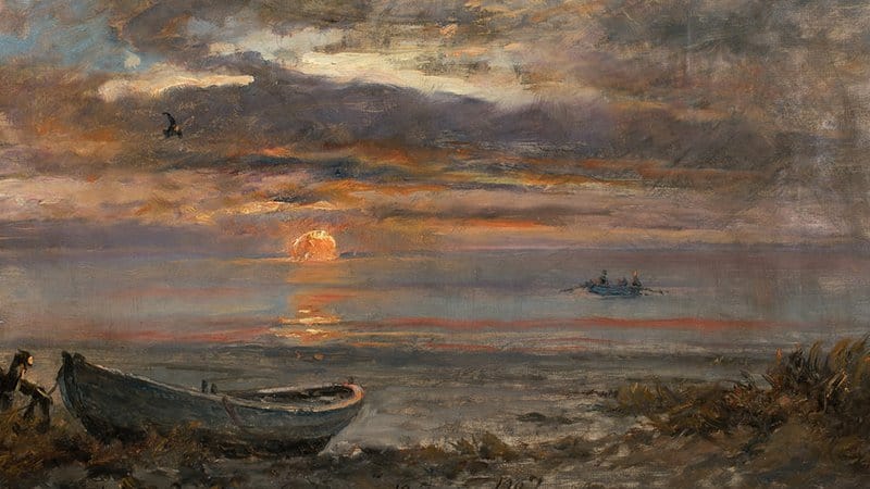 Tableaux sur toile, reproduction de Holger Henrik Herholdt Drachmann Sunset On A January Day In Skagen 1907