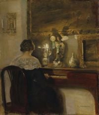 Holsoe Carl A Lady Playing The Piano canvas print