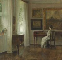 Holsoe Carl A Lady Reading Music In An Interior canvas print