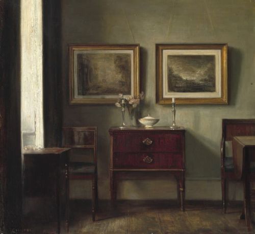 Holsoe Carl An Interior From The Artist S Home With Two Etchings On The Wall