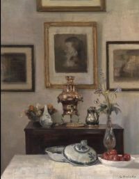 Holsoe Carl Dining Room Interior With A Chinese Export Porcelain Bowl And Tomatos On A Dish On The Table