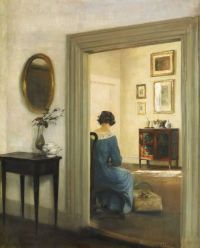 Holsoe Carl Interior Med Sittande Kvinna canvas print