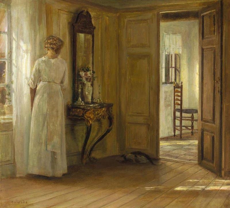 Holsoe Carl Interior With A Lady And A Cat 1 canvas print