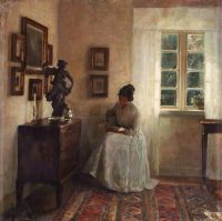 Holsoe Carl Interior With A Reading Lady canvas print